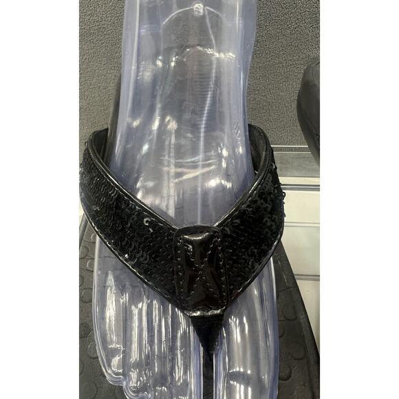 Vionic Tide Sandals Flip Flop Thong Black Supportive Sequin Strap Women Size 10 - Picture 11 of 15